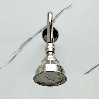 Polished Nickel Rain Shower Head with Straight Arm, Adjustable Nickel Shower Head