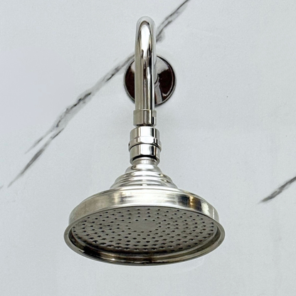 Polished Nickel Rain Shower Head with Straight Arm, Adjustable Nickel Shower Head