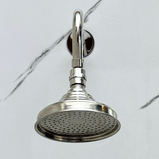 Polished Nickel Rain Shower Head with Straight Arm, Adjustable Nickel Shower Head