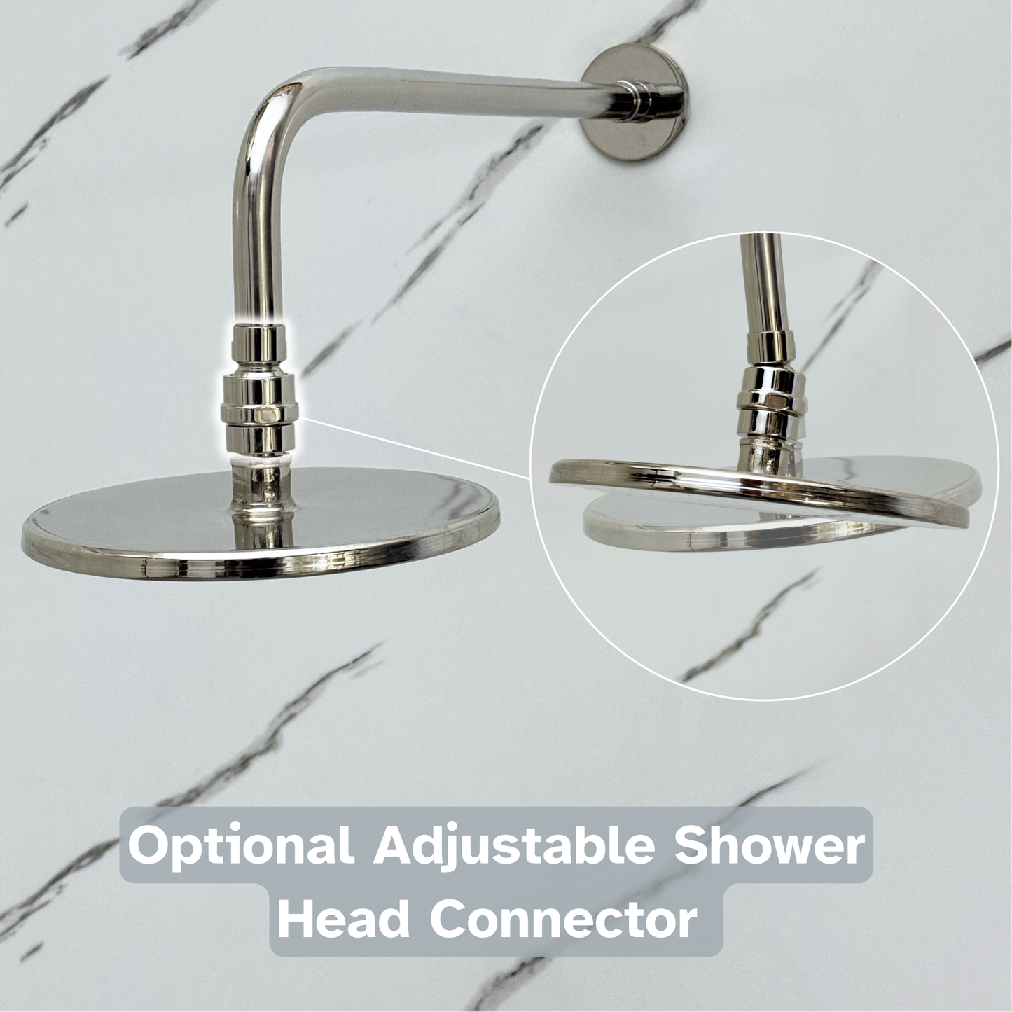Polished Nickel Shower System with Adjustable Flat Round Rain Shower Head, Handheld Shower Head, Tub Filler and Cross Handles