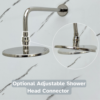 Polished Nickel Shower System with Adjustable Flat Round Rain Shower Head, Handheld Shower Head, Tub Filler and Cross Handles
