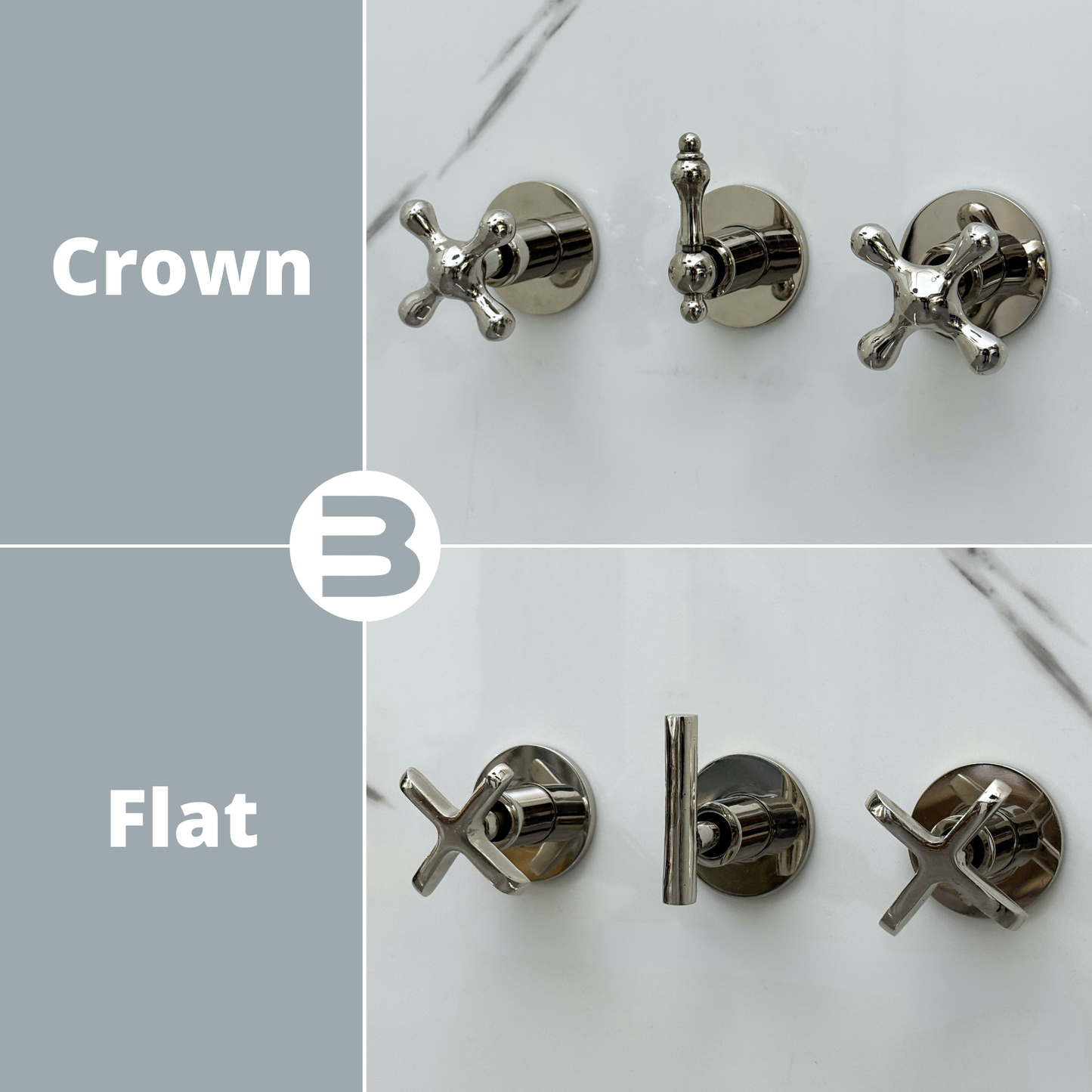 Polished Nickel Shower System with Adjustable Flat Round Rain Shower Head, Tub Filler and Cross Handles