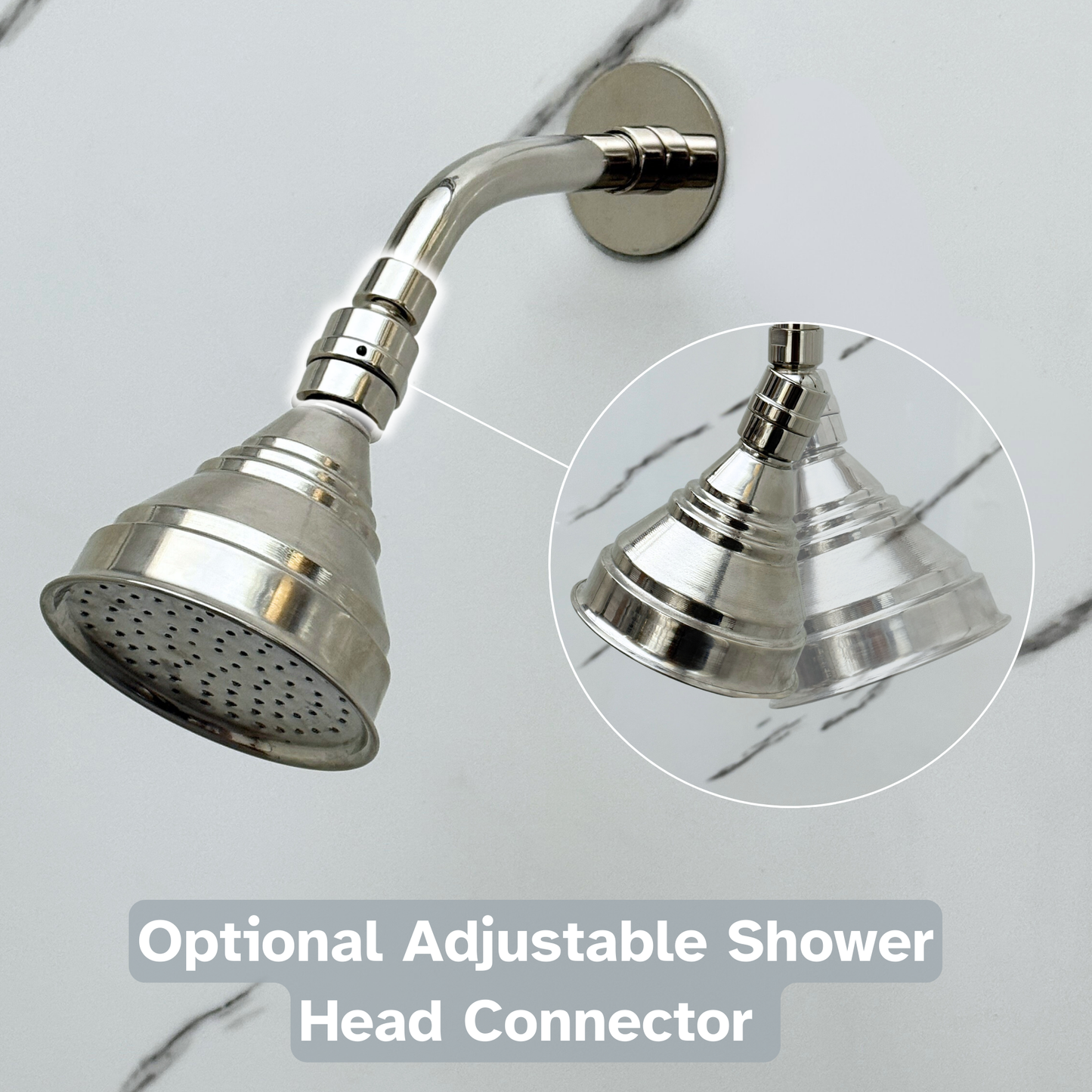 Polished Nickel Shower System with Adjustable Round Rain Shower Head, Short Arm and Cross Handles