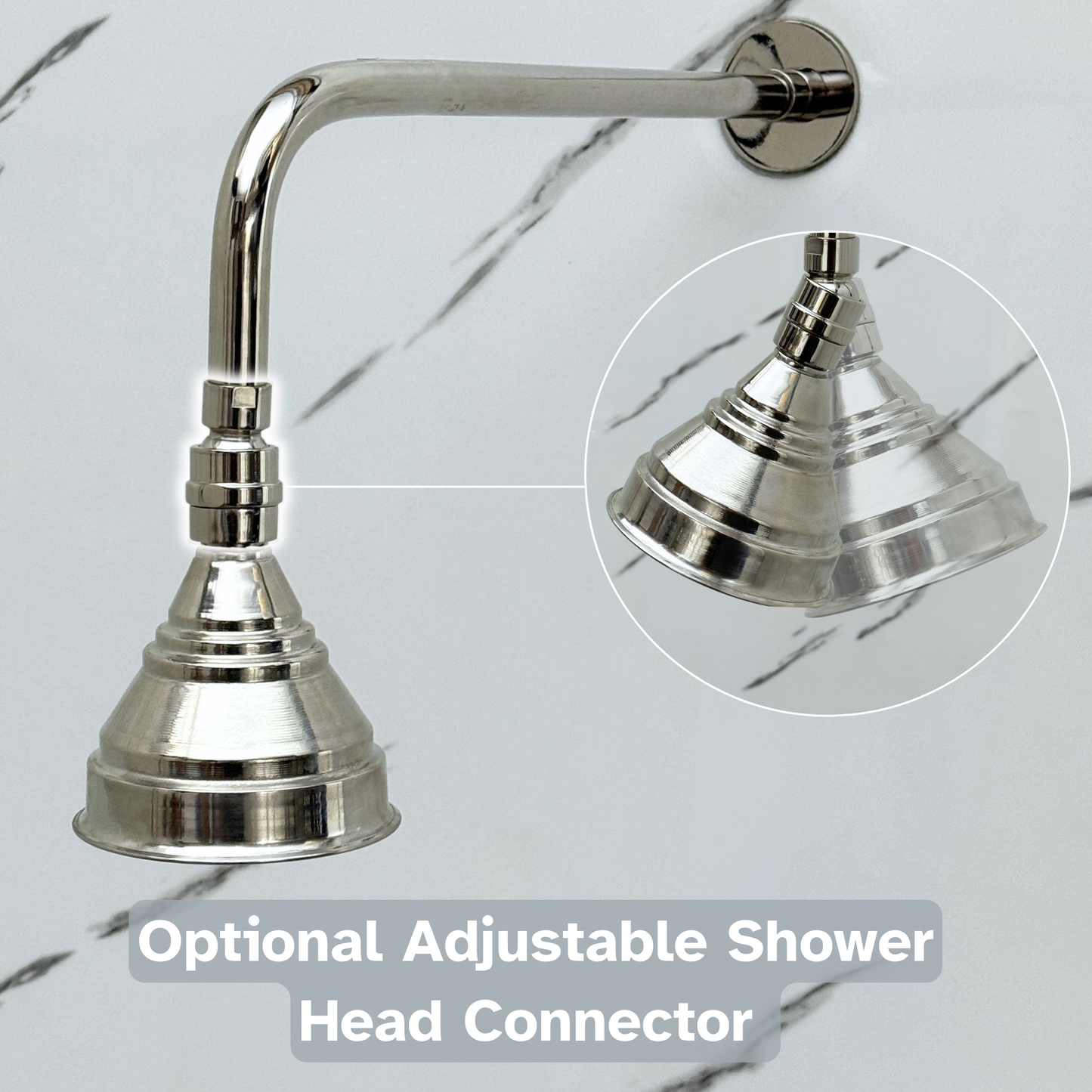 Polished Nickel Shower System with Adjustable Round Rain Shower Head, Straight Arm and Cross Handles