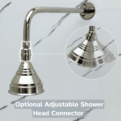 Polished Nickel Shower System with Adjustable Round Rain Shower Head, Straight Arm and Cross Handles