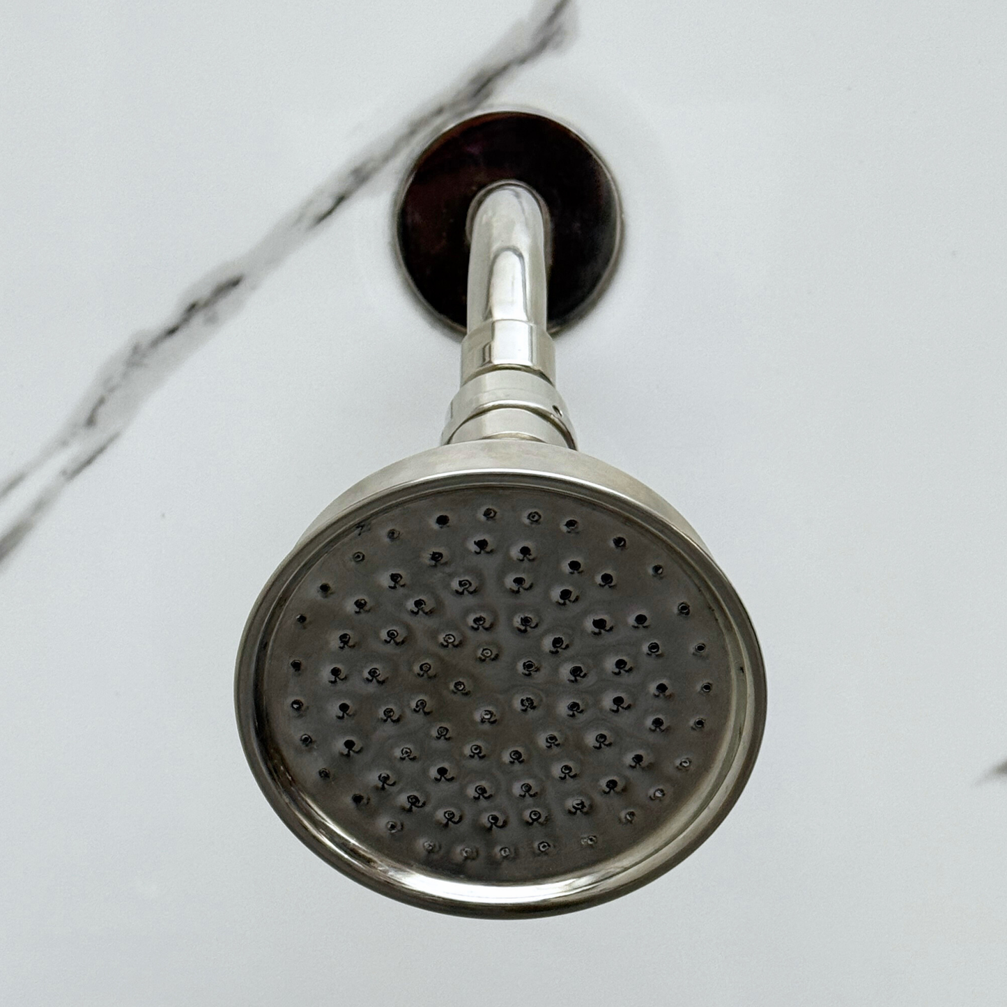 Polished Nickel Shower System with Round Rain Adjustable Shower Head, Handheld Shower Head and Cross Handles