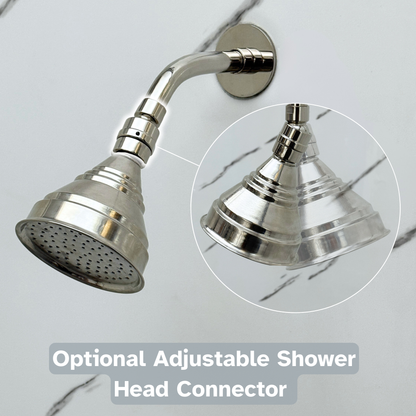 Polished Nickel Shower System with Round Rain Adjustable Shower Head, Handheld Shower Head and Cross Handles