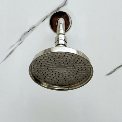 Polished Nickel Shower System with Round Rain Adjustable Shower Head, Short Arm and Cross Handles