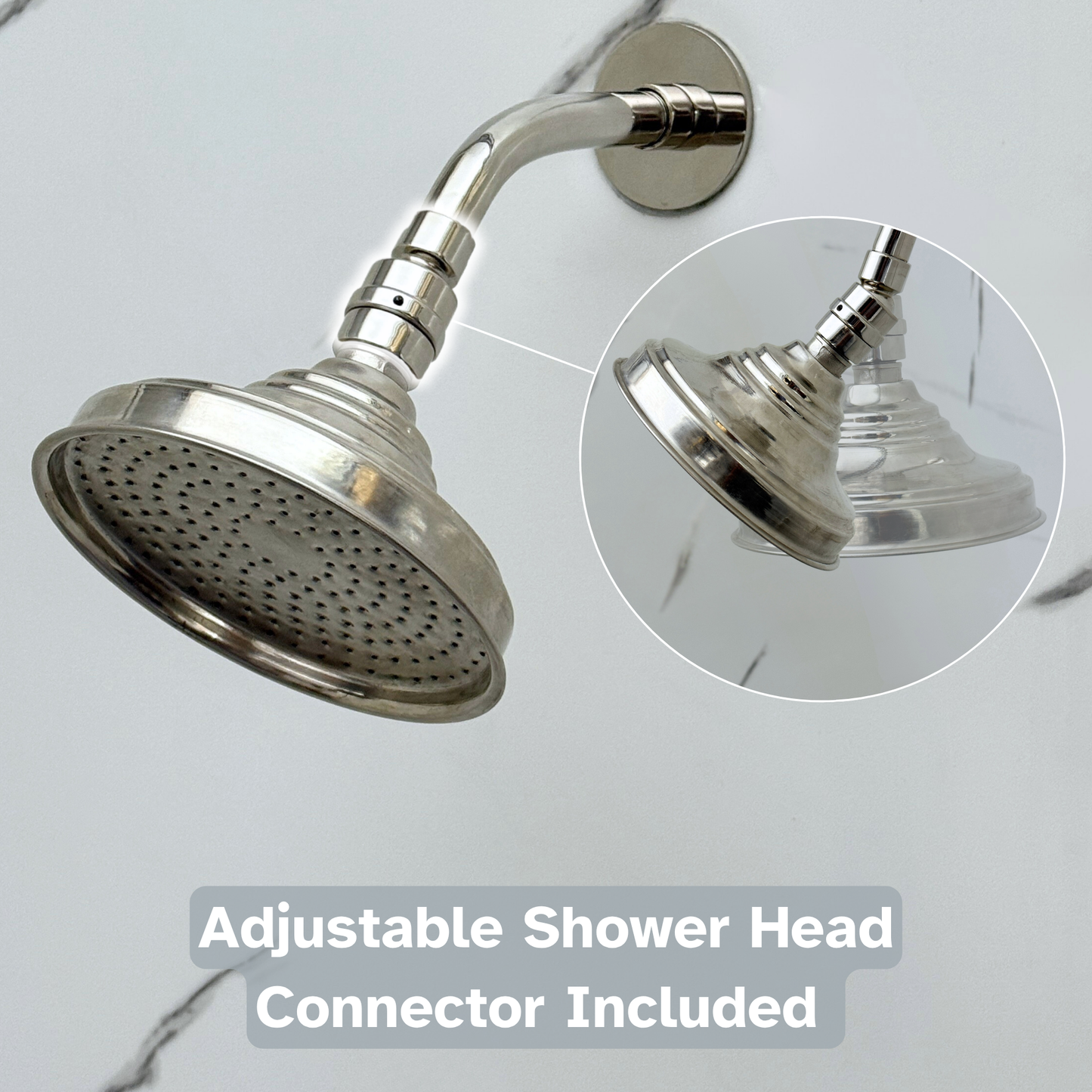 Polished Nickel Shower System with Round Rain Adjustable Shower Head, Short Arm and Cross Handles