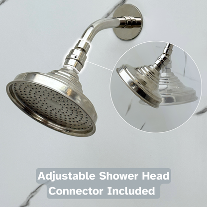 Polished Nickel Shower System with Round Rain Adjustable Shower Head, Short Arm and Cross Handles