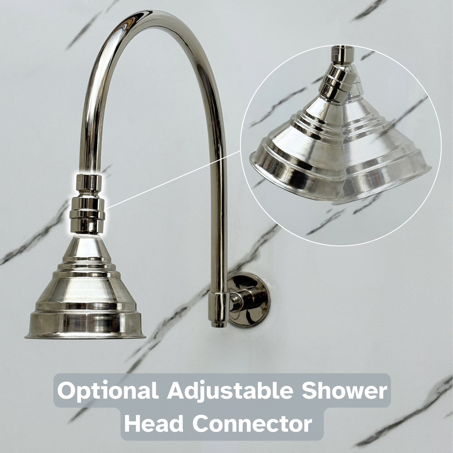 Polished Nickel Shower System with Round Rain Shower Head, Arcuate Arm and Cross Handles