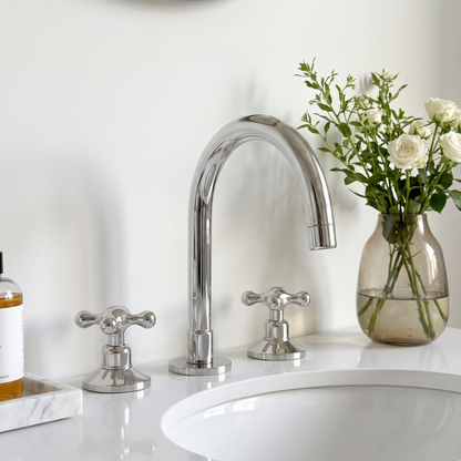 Polished Nickel Dome Widespread Bathroom Faucet