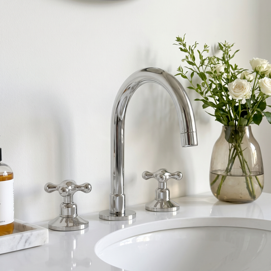 Polished Nickel Dome Widespread Bathroom Faucet