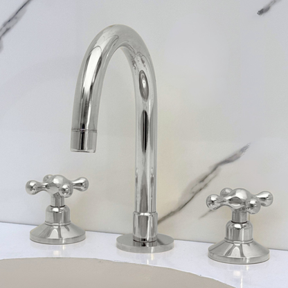 Polished Nickel Dome Widespread Bathroom Faucet