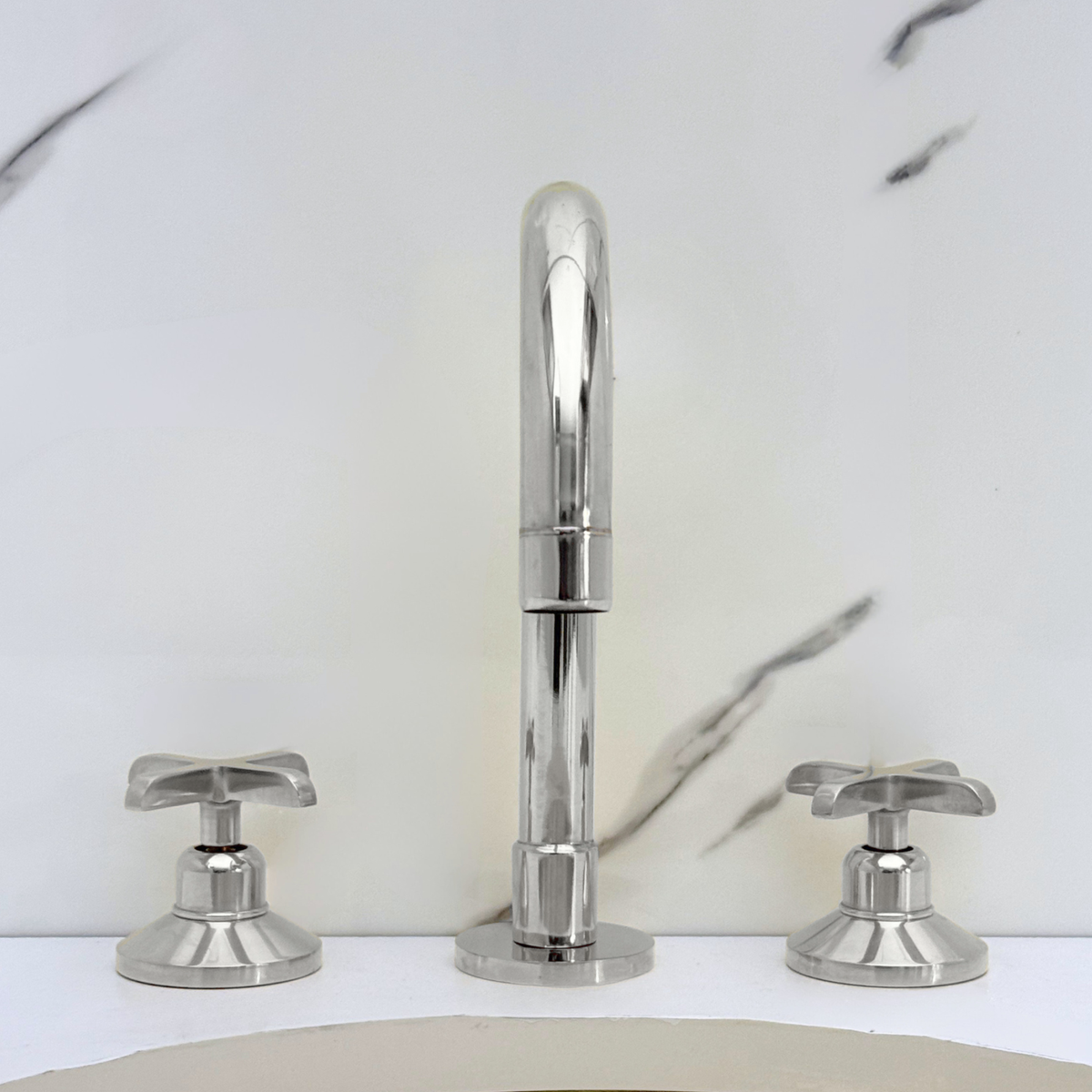 Polished Nickel Dome Widespread Bathroom Faucet