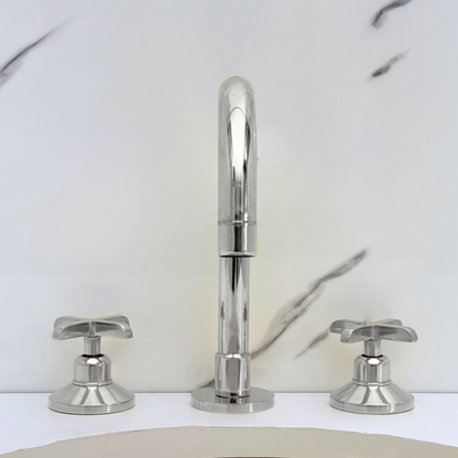 Polished Nickel Dome Widespread Bathroom Faucet
