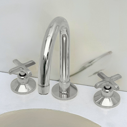 Polished Nickel Dome Widespread Bathroom Faucet