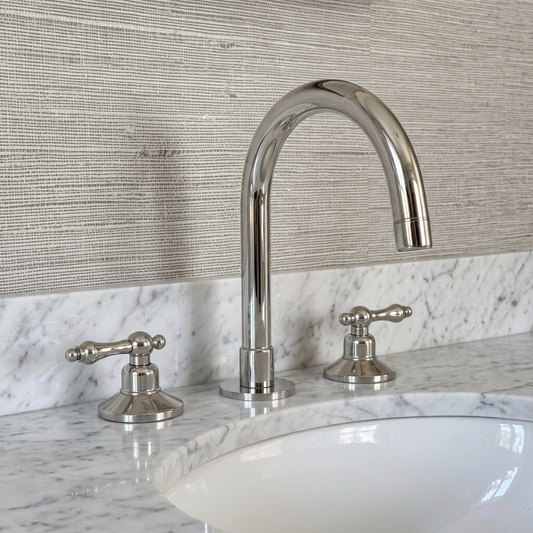 Polished Nickel Dome Widespread Bathroom Faucet with Lever Handles – Grand Arc