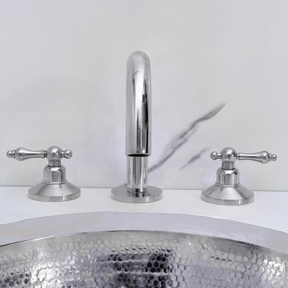 Polished Nickel Gooseneck Widespread Bathroom Faucet with Lever Handles