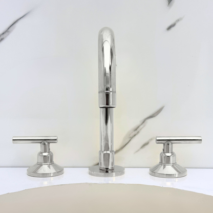 Polished Nickel Dome Widespread Bathroom Faucet with Lever Handles – Grand Arc