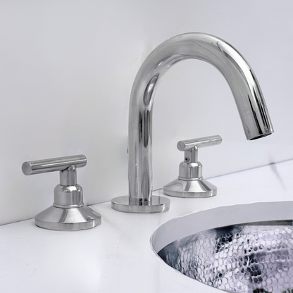 Polished Nickel Gooseneck Widespread Bathroom Faucet with Lever Handles