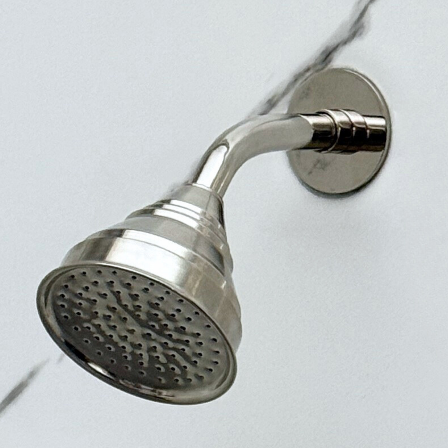 Polished Nickel Rain Shower Head with Short Arm, Adjustable Nickel Shower Head