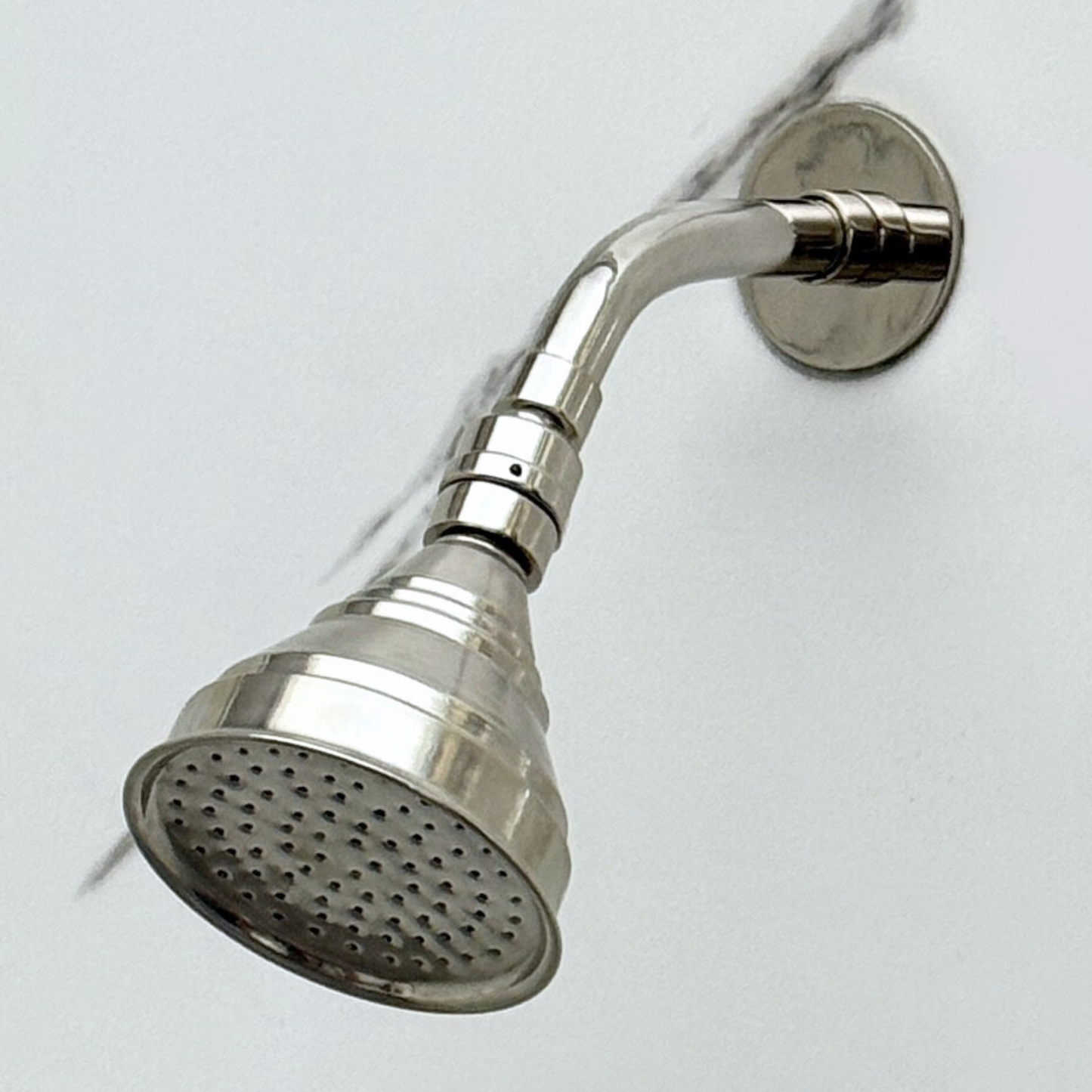 Polished Nickel Rain Shower Head with Short Arm, Adjustable Nickel Shower Head