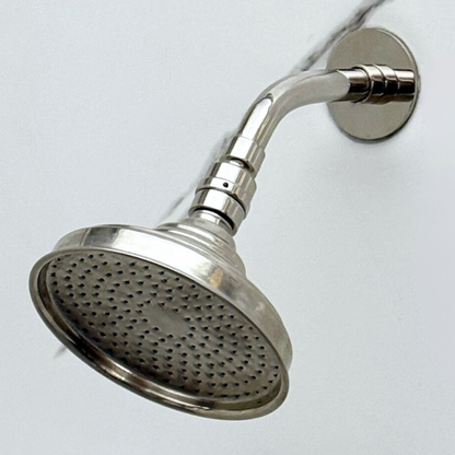 Polished Nickel Rain Shower Head with Short Arm, Adjustable Nickel Shower Head