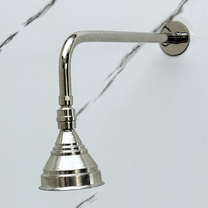 Polished Nickel Rain Shower Head with Straight Arm, Adjustable Nickel Shower Head