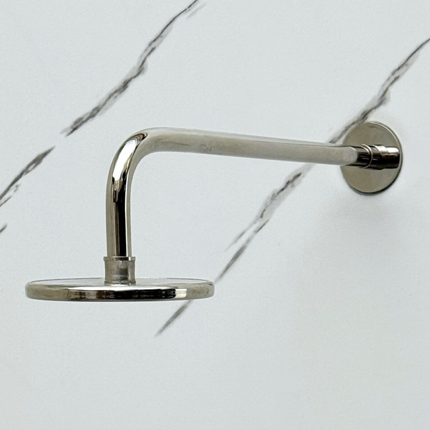 Polished Nickel Flat Rain Shower Head with Straight Arm, Adjustable Nickel Shower Head