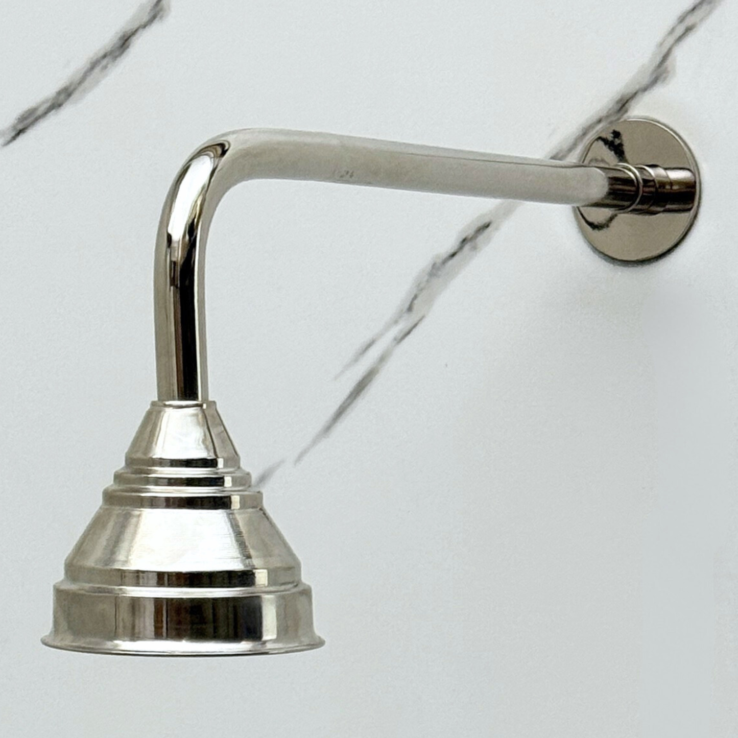 Polished Nickel Rain Shower Head with Straight Arm, Adjustable Nickel Shower Head