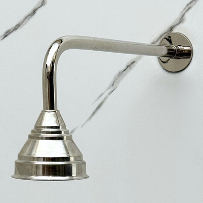 Polished Nickel Rain Shower Head with Straight Arm, Adjustable Nickel Shower Head