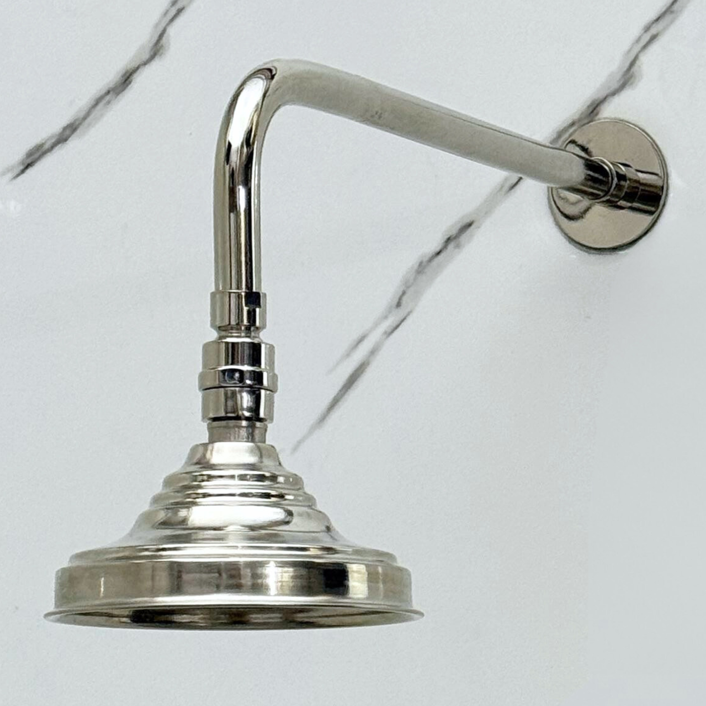 Polished Nickel Rain Shower Head with Straight Arm, Adjustable Nickel Shower Head