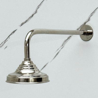 Polished Nickel Rain Shower Head with Straight Arm, Adjustable Nickel Shower Head