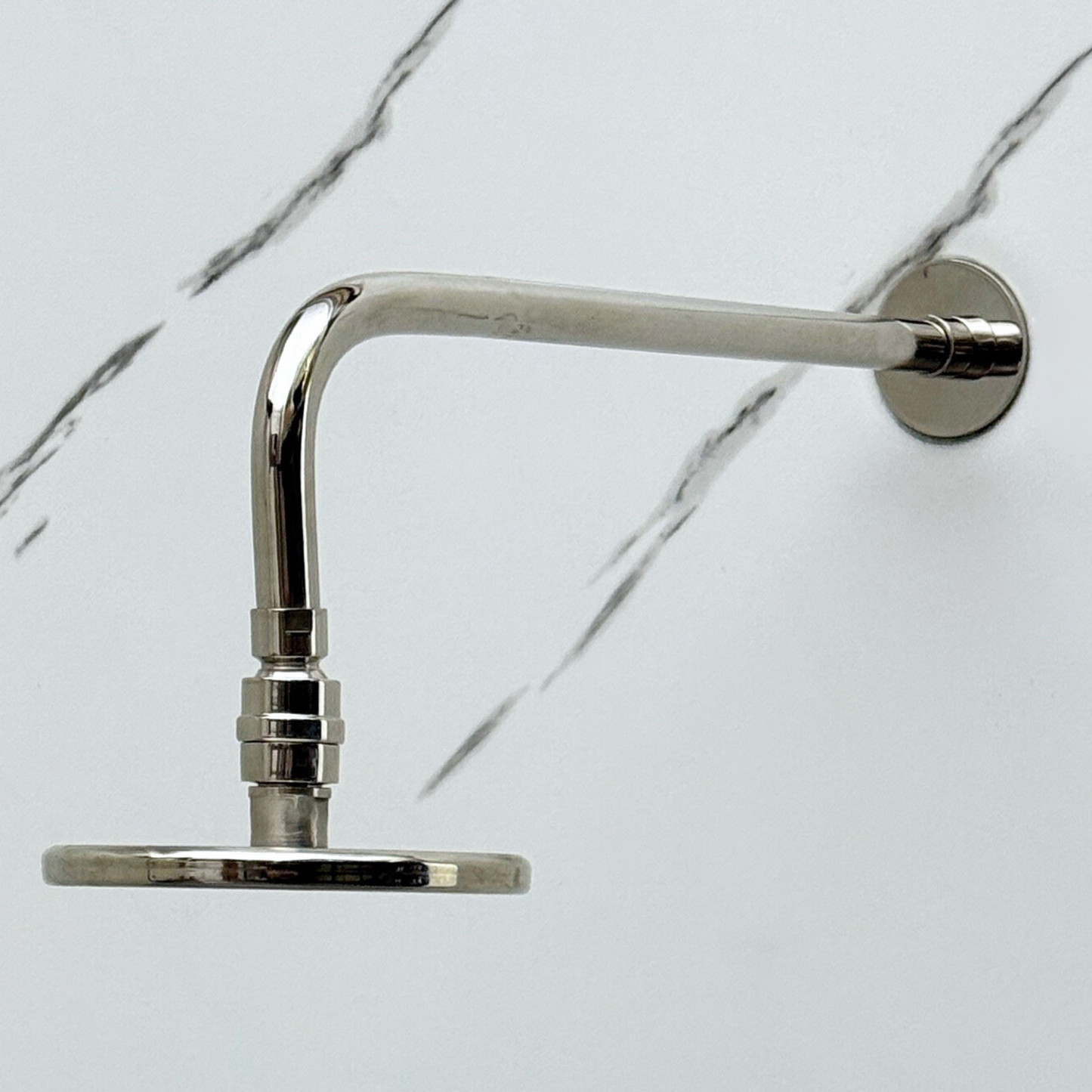 Polished Nickel Flat Rain Shower Head with Straight Arm, Adjustable Nickel Shower Head