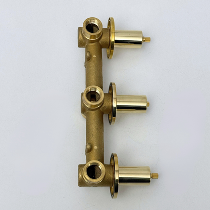 Solid Solid Brass 2 Way Valve, 3 Handles Bathroom Shower Valve