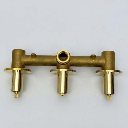 Solid Solid Brass 2 Way Valve, 3 Handles Bathroom Shower Valve