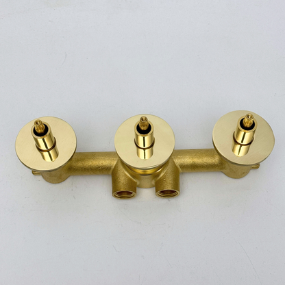 Solid Solid Brass 3 Way Valve, 3 Handles Bathroom Shower Valve