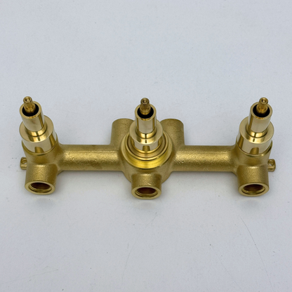 Solid Solid Brass 3 Way Valve, 3 Handles Bathroom Shower Valve