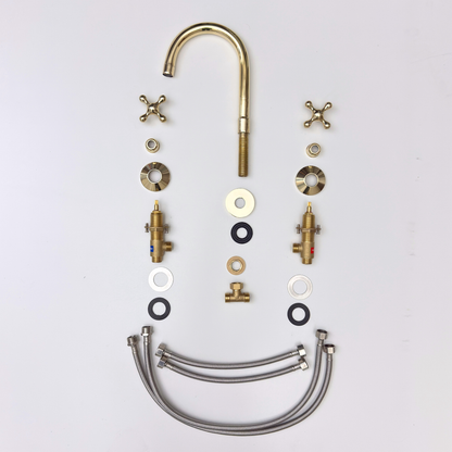 Dome - Unlacquered Brass Widespread Bathroom Faucet