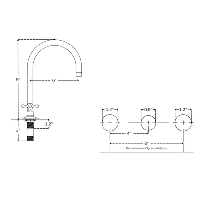 Dome - Unlacquered Brass Widespread Bathroom Faucet