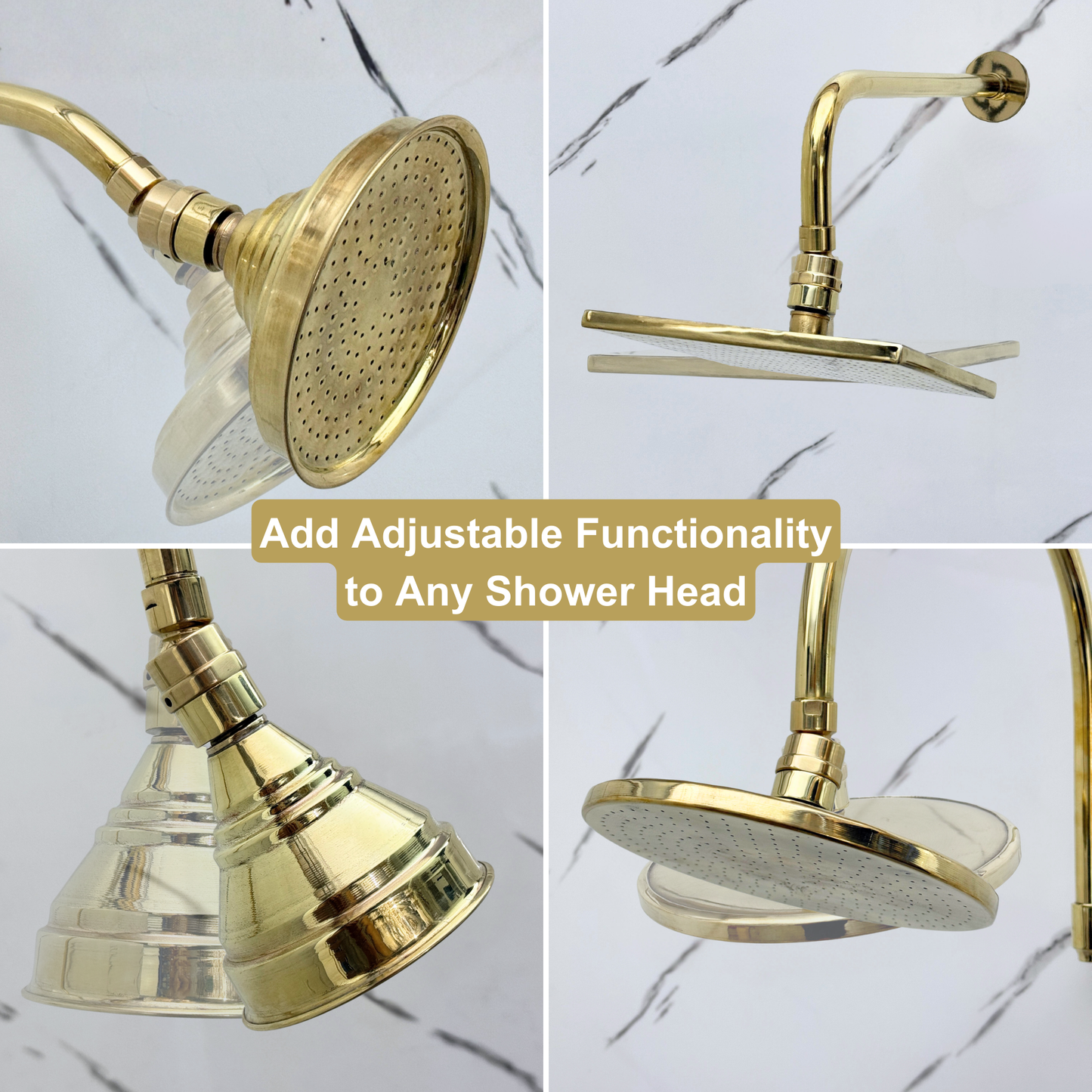 Unlacquered Brass Adjustable Shower Head Connector