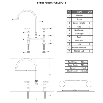 Unlacquered Brass Bridge Faucet with Lever Handles - Finsbury