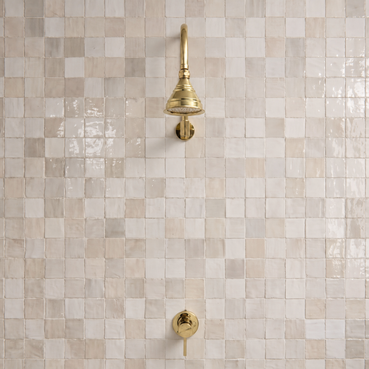 Unlacquered Brass Concealed Shower System with Dome Rain Shower Head and Gooseneck Arm