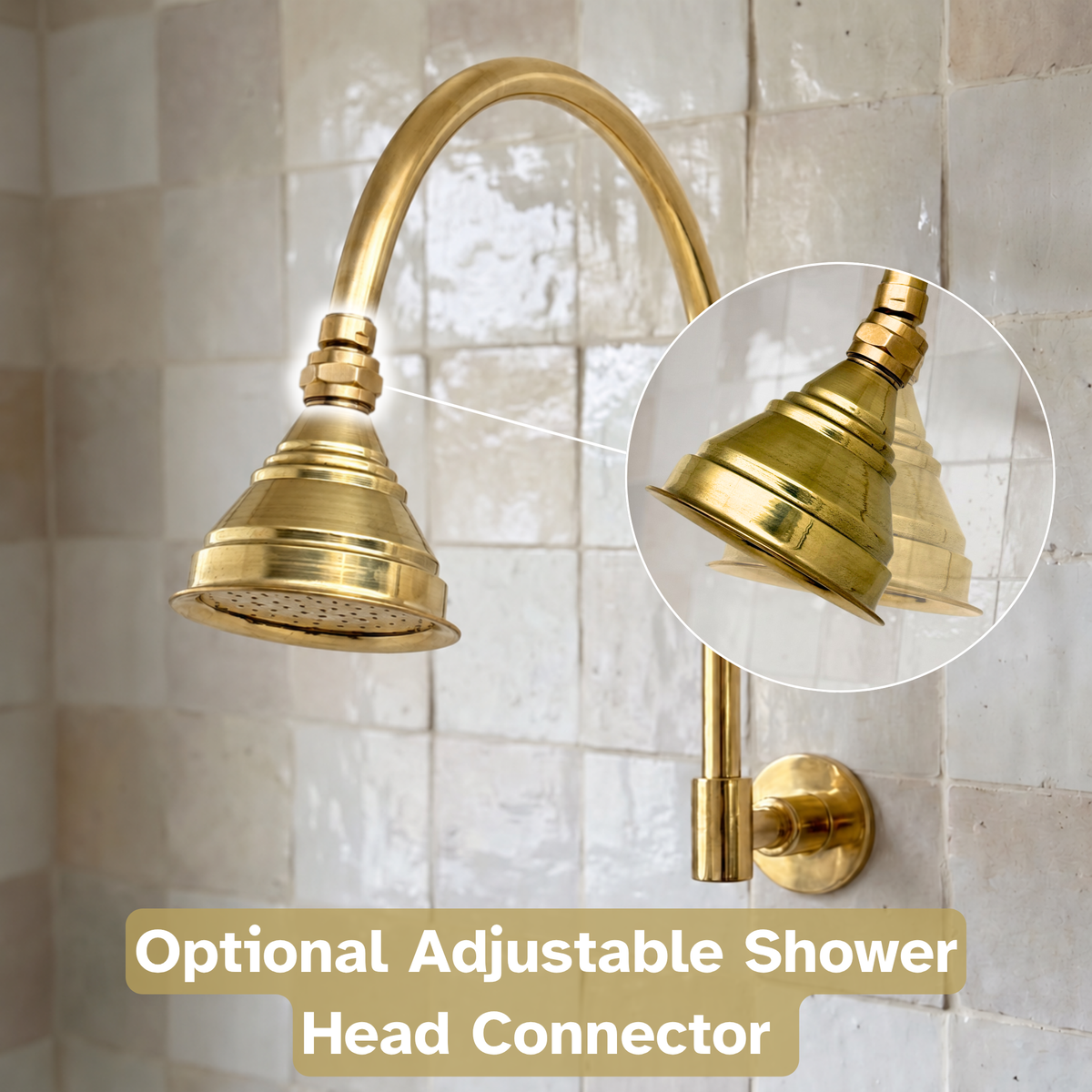 Unlacquered Brass Concealed Shower System with Dome Rain Shower Head and Gooseneck Arm