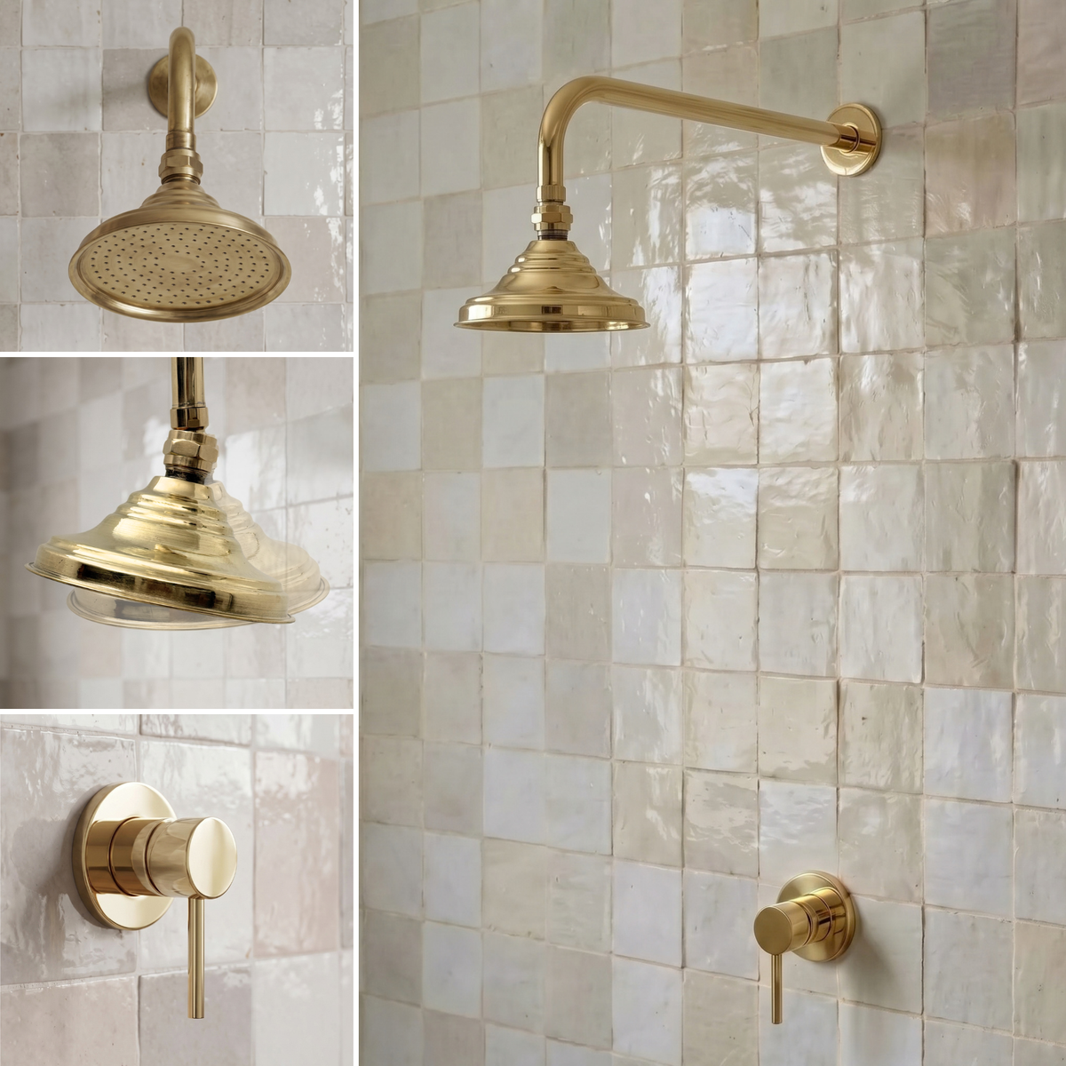 Unlacquered Brass Dome Rain Shower System with Straight arm
