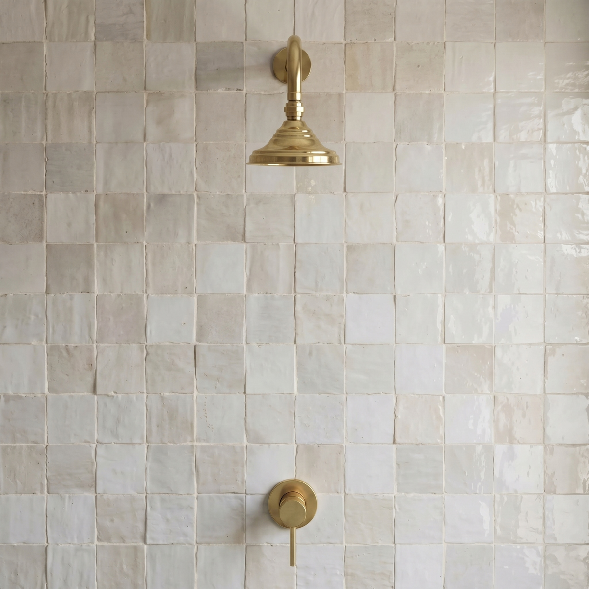 Unlacquered Brass Dome Rain Shower System with Straight arm