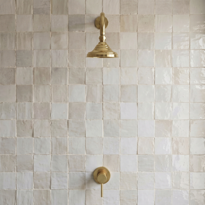 Unlacquered Brass Dome Rain Shower System with Straight arm