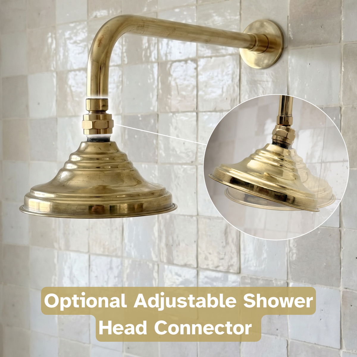 Unlacquered Brass Dome Rain Shower System with Straight arm