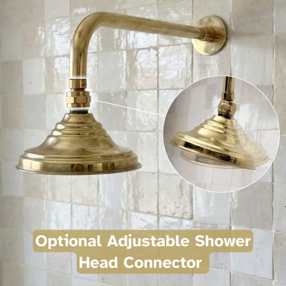 Unlacquered Brass Dome Rain Shower System with Straight arm